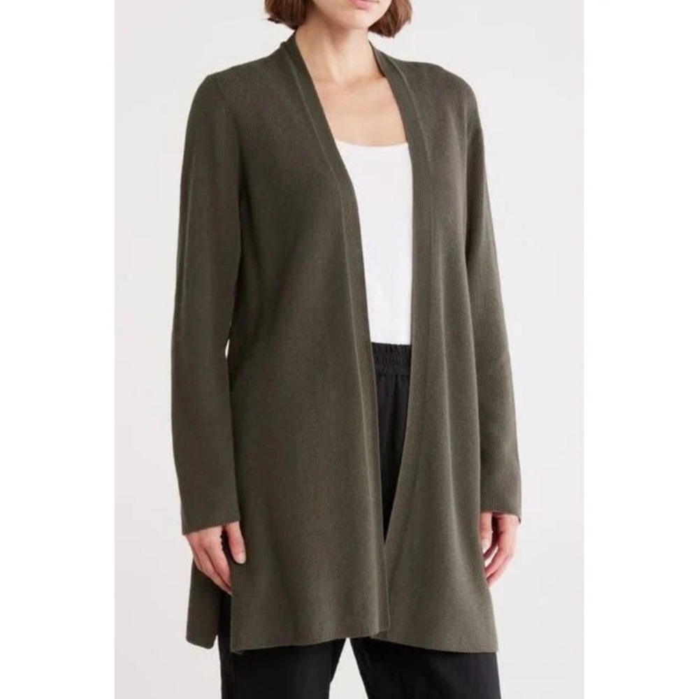 Eileen Fisher Green Merino Wool Cardigan XXS‎ TTP